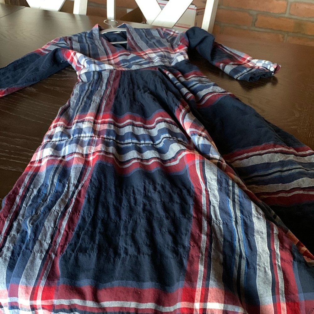 Anthropologie womens long dress size XS Isabella Sinclair tartan boho preppy - Picture 10 of 13